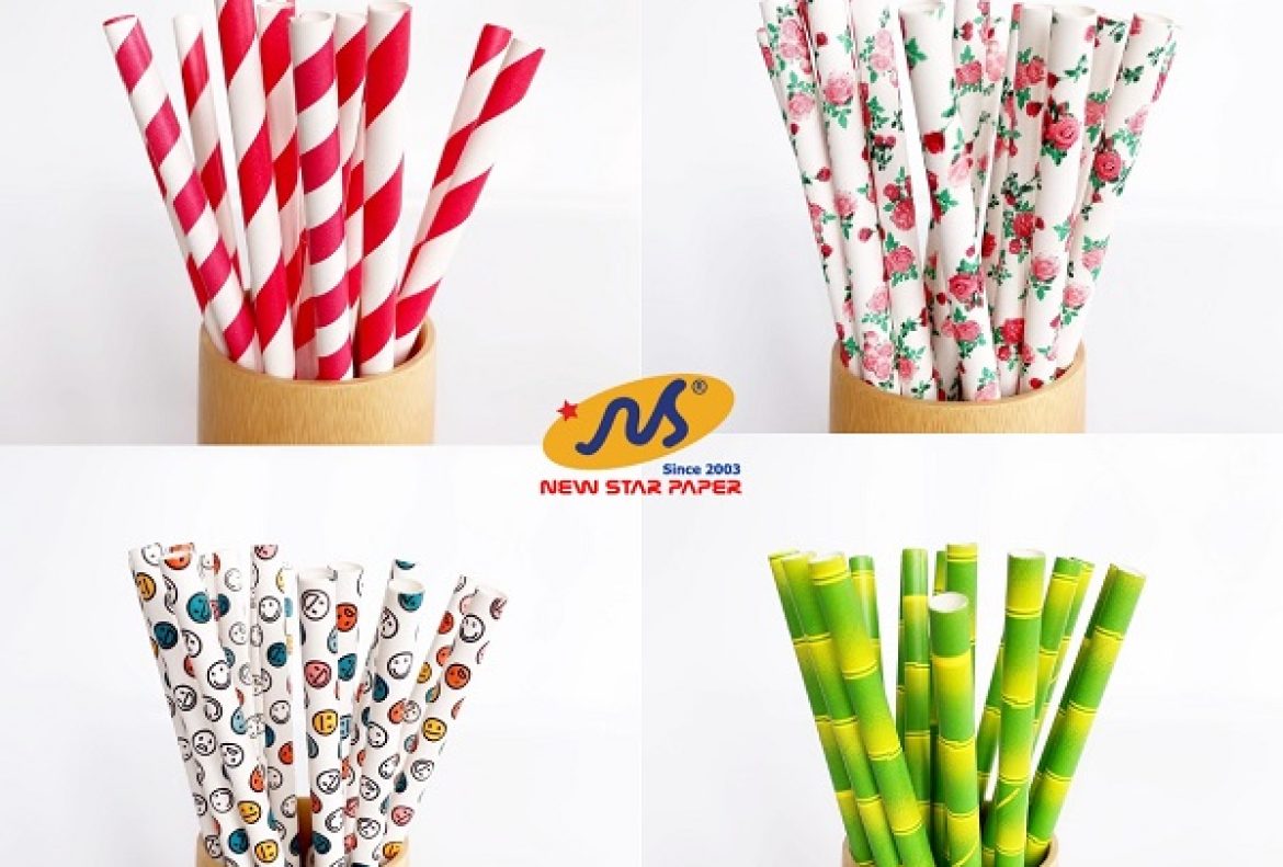Ống hút giấy sợi bã mía của New Star Paper đa dạng kích thước, kiểu dáng